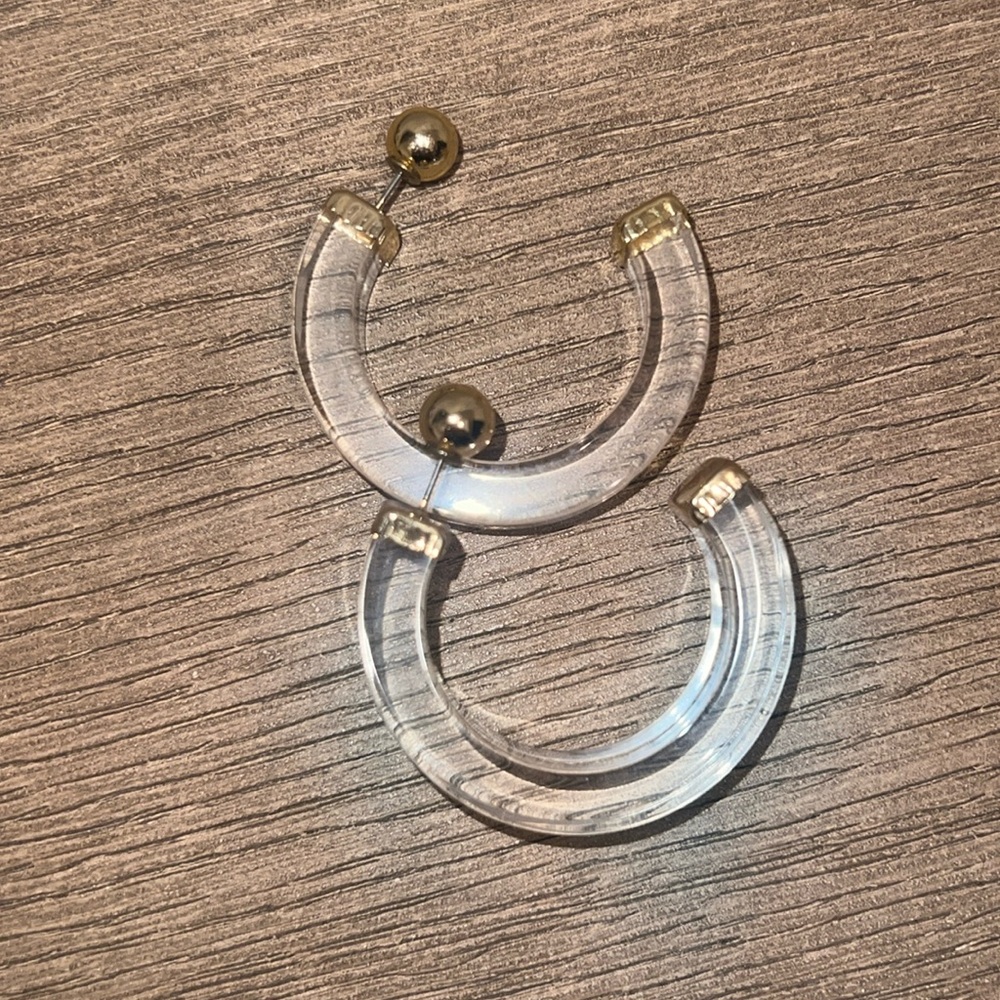 Clear and gold hoop earrings